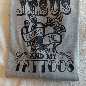 Jerzees Heather Gray Tee with Black Graphic